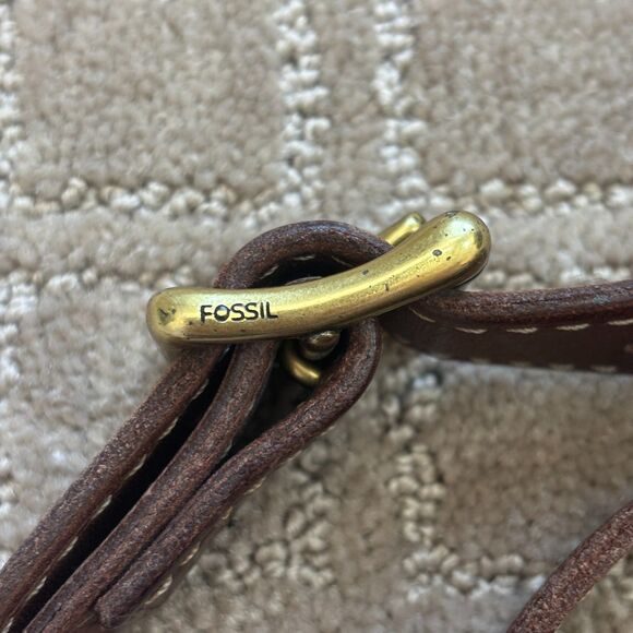 Fossil Brown Leather Austin Saddle Bag Crossbody Purse Cow Hide Staple Classic - Picture 4 of 9